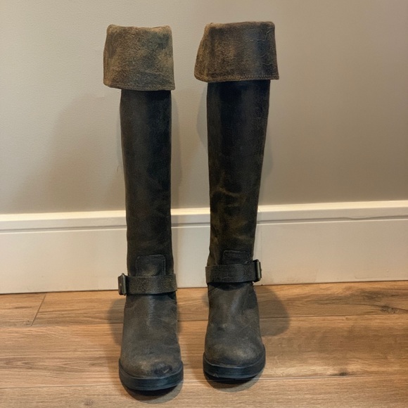 TORY BURCH - Chocolate Brown - Distressed, Over the knee Boots - Picture 4 of 13